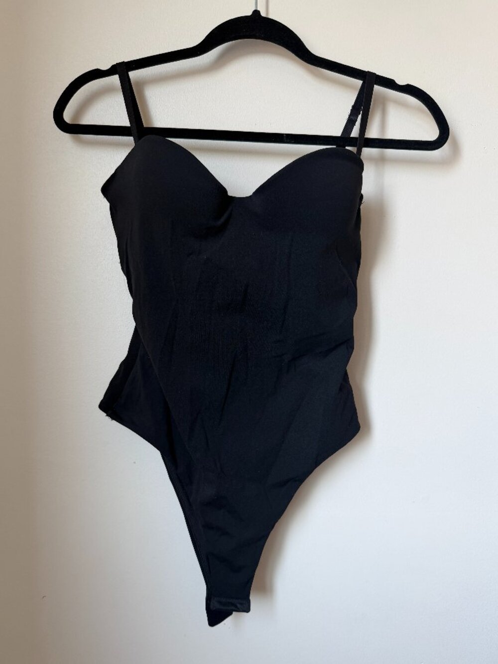 White Fox Black Bodysuit | Built-In Bra | Removable Straps | Size Medium | NWT